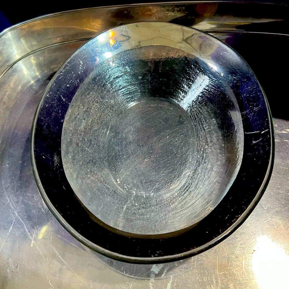Annieglass Platinum-Rimmed Oval Dish